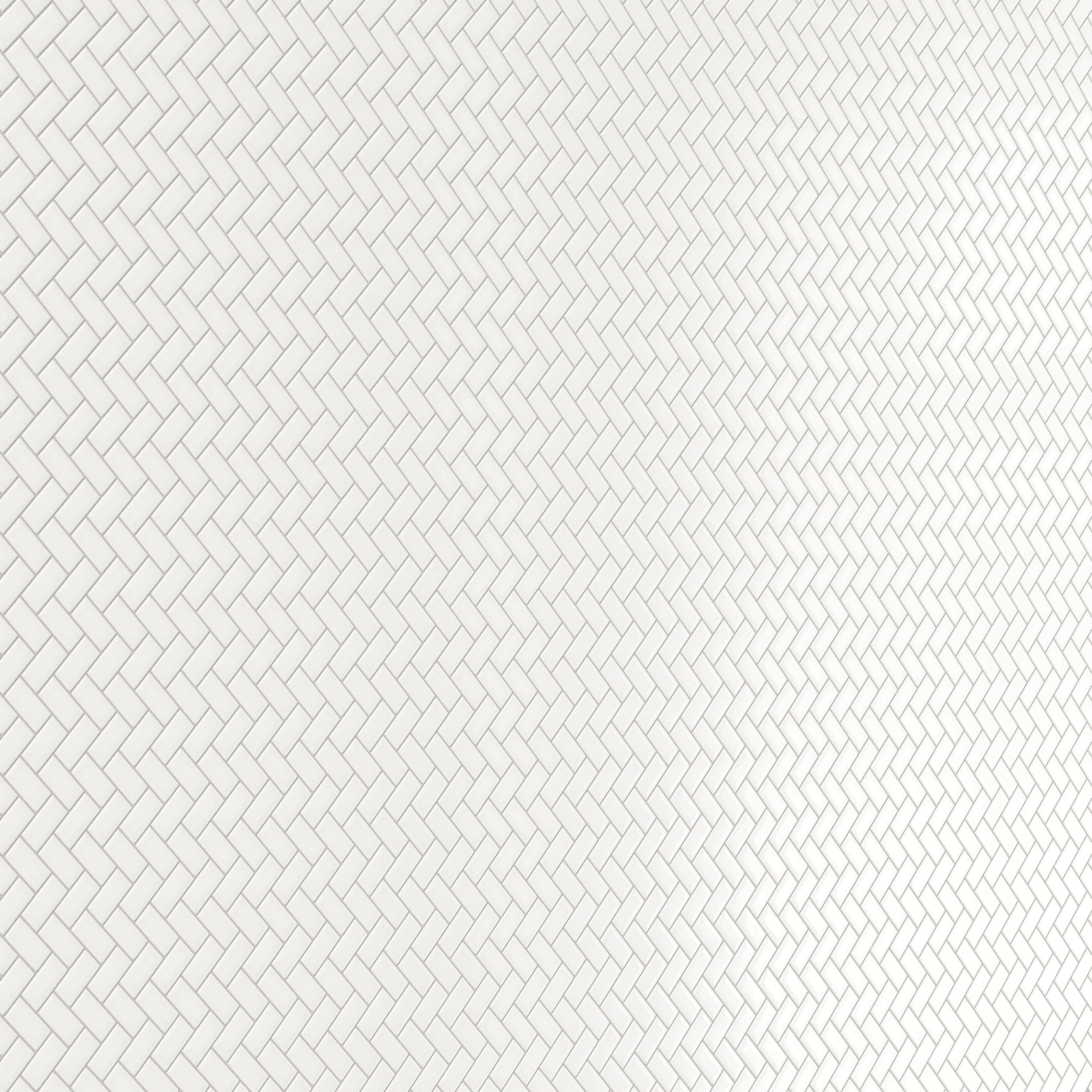 Mabel 12x12 Glossy Porcelain Herringbone Mosaic Tile in White
