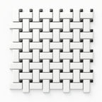 Quinn 12x12 Matte Porcelain Basket Weave Mosaic Tile in Black & White