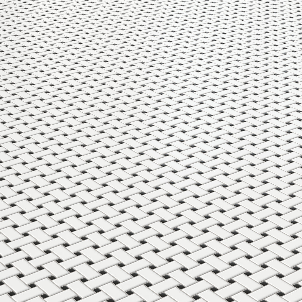Quinn 12x12 Matte Porcelain Basket Weave Mosaic Tile in Black & White