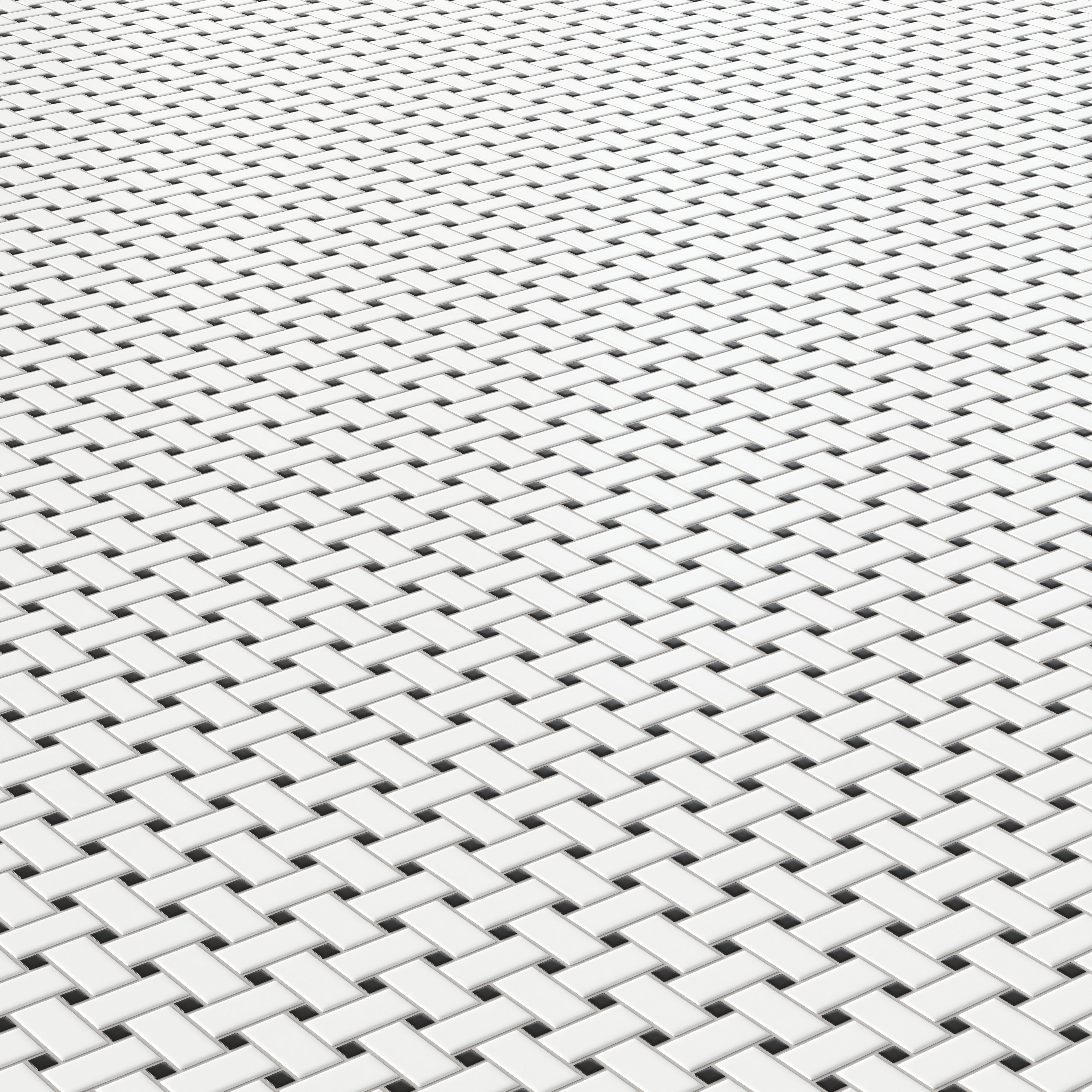 Quinn 12x12 Matte Porcelain Basket Weave Mosaic Tile in Black & White