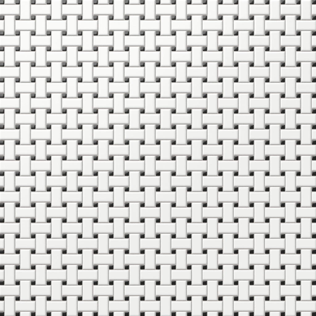 Quinn 12x12 Matte Porcelain Basket Weave Mosaic Tile in Black & White