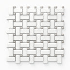 Quinn 12x12 Matte Porcelain Basket Weave Mosaic Tile in Grey & White