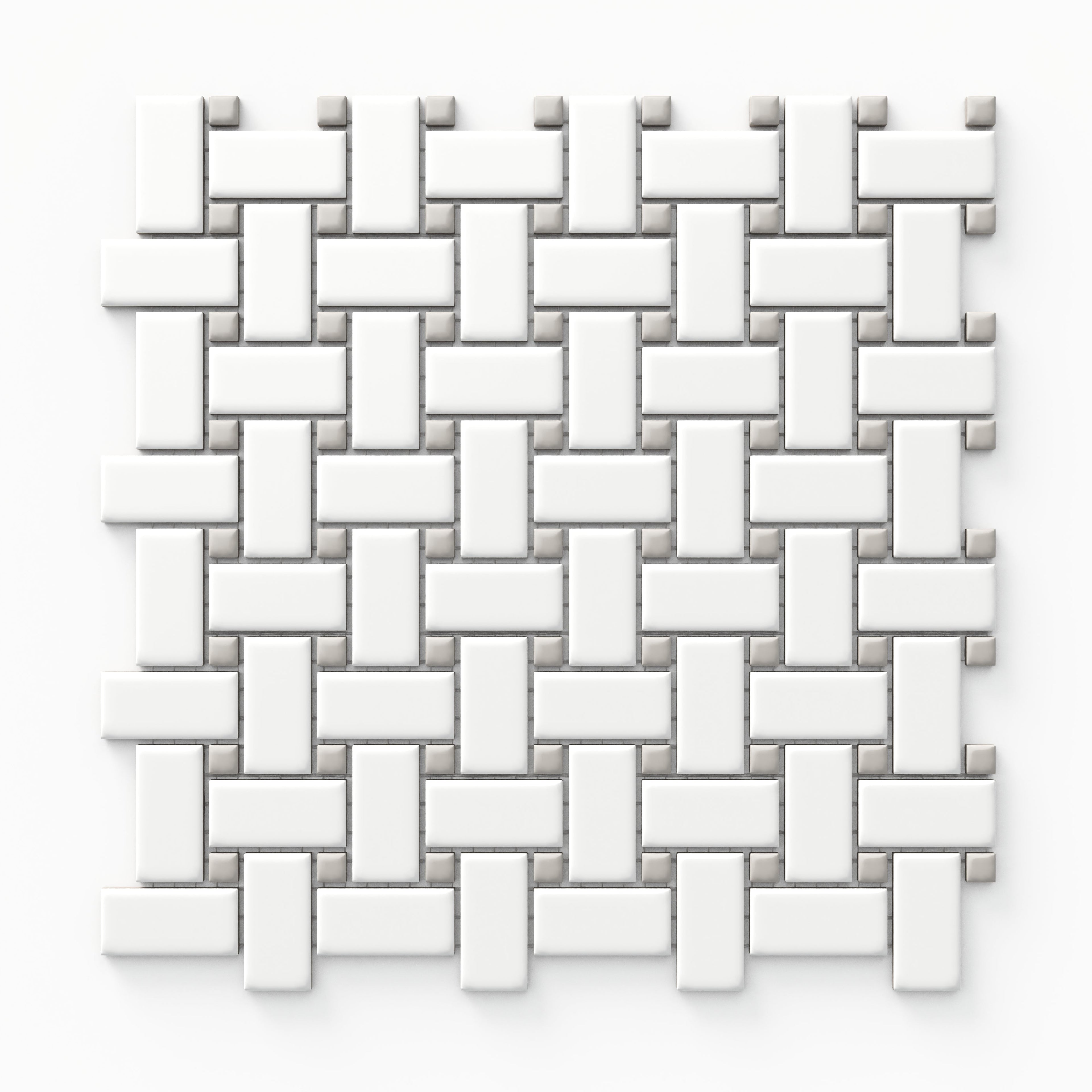 Quinn 12x12 Matte Porcelain Basket Weave Mosaic Tile in Grey & White