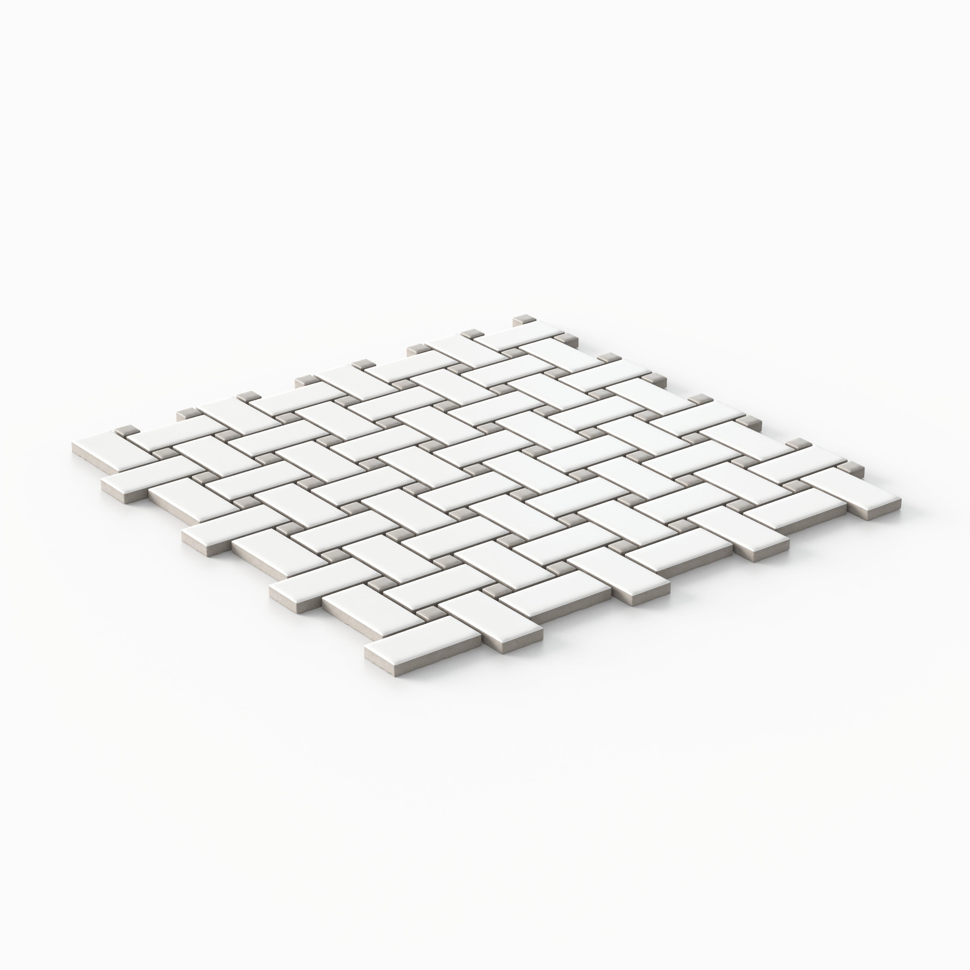 Quinn 12x12 Matte Porcelain Basket Weave Mosaic Tile in Grey & White