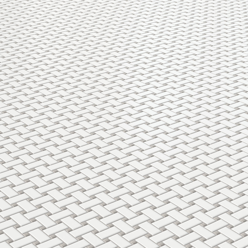 Quinn 12x12 Matte Porcelain Basket Weave Mosaic Tile in Grey & White