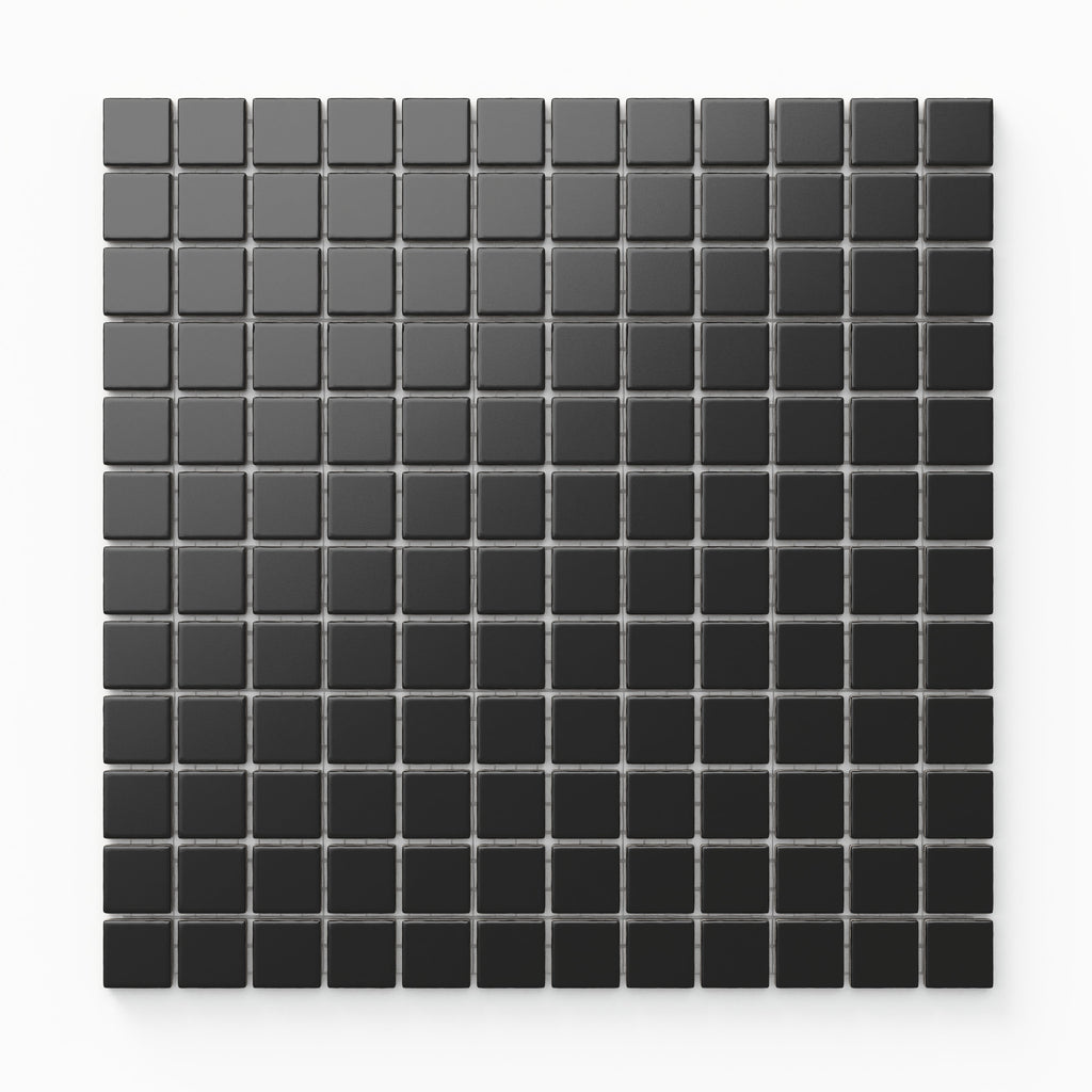 Levi 12x12 Matte Porcelain 1x1 Square Mosaic Tile in Black