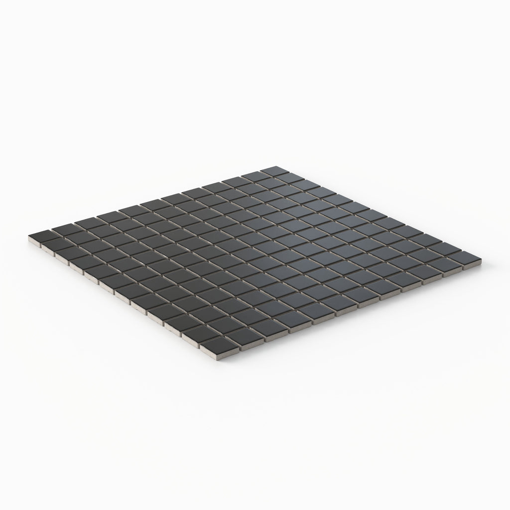 Levi 12x12 Matte Porcelain 1x1 Square Mosaic Tile in Black