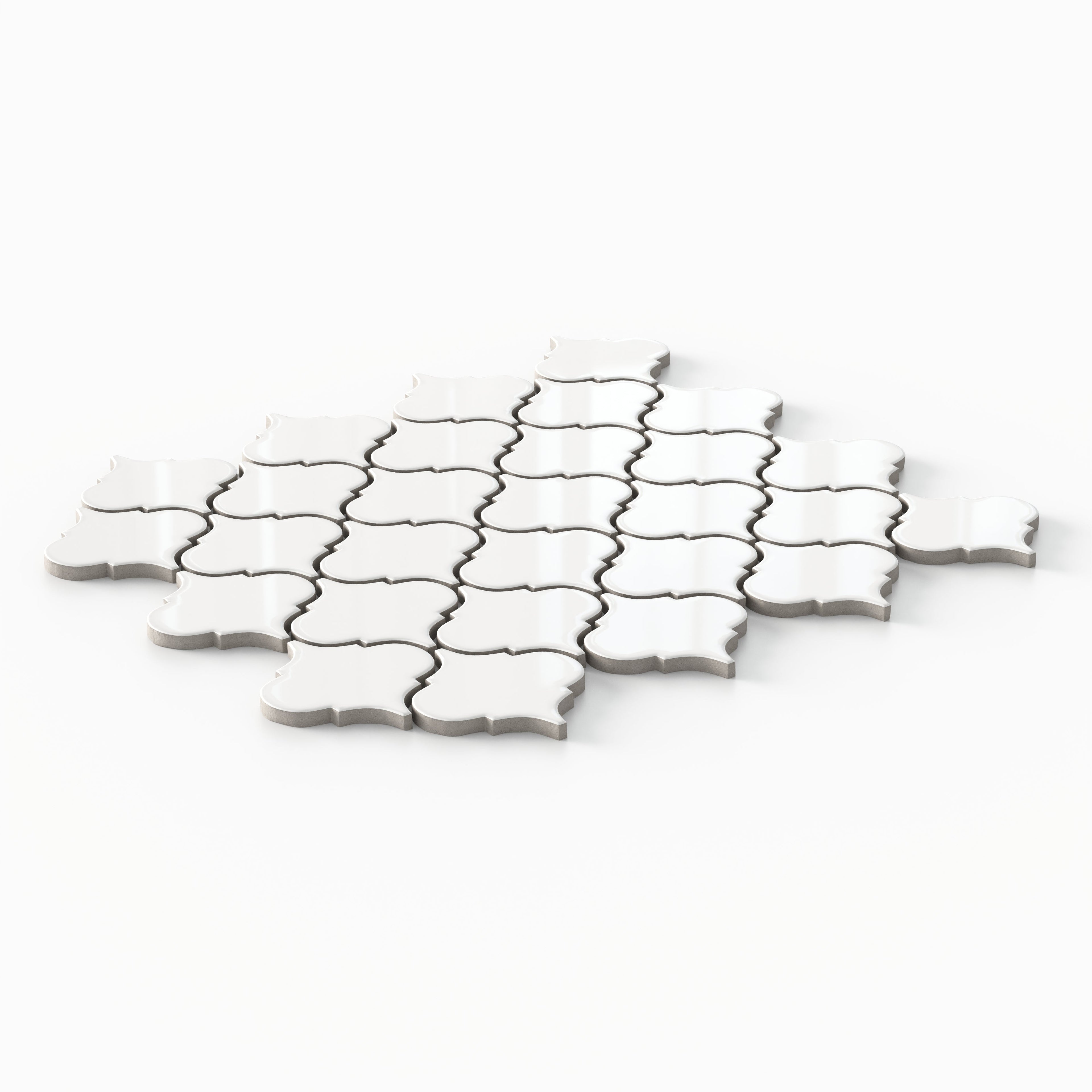 Mabel 12x12 Glossy Porcelain Lantern Mosaic Tile in White