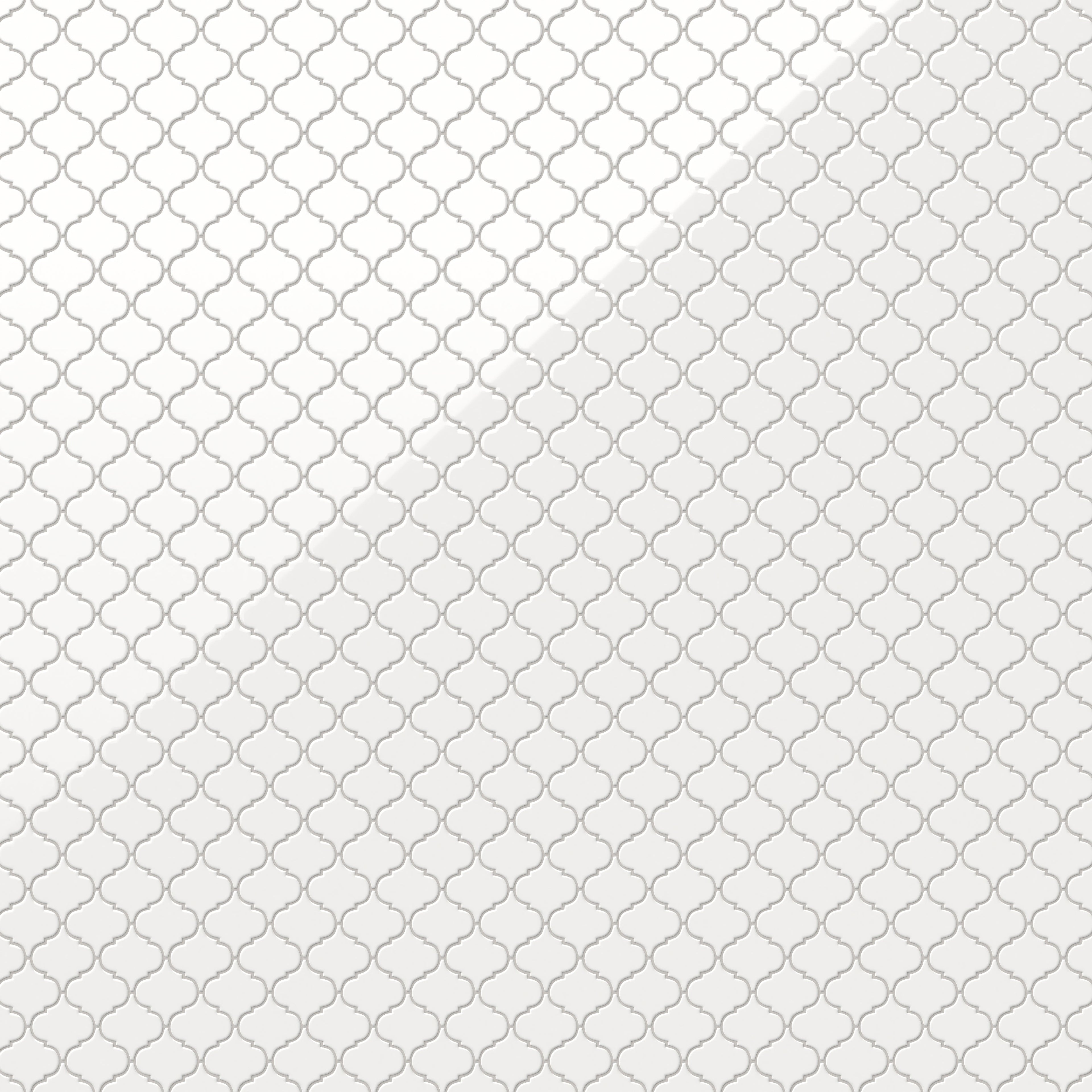 Mabel 12x12 Glossy Porcelain Lantern Mosaic Tile in White