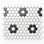 Quinn 12x12 Matte Porcelain 1x1 Hexagon Mosaic Tile in Black & White Flower