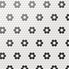 Quinn 12x12 Matte Porcelain 1x1 Hexagon Mosaic Tile in Black & White Flower