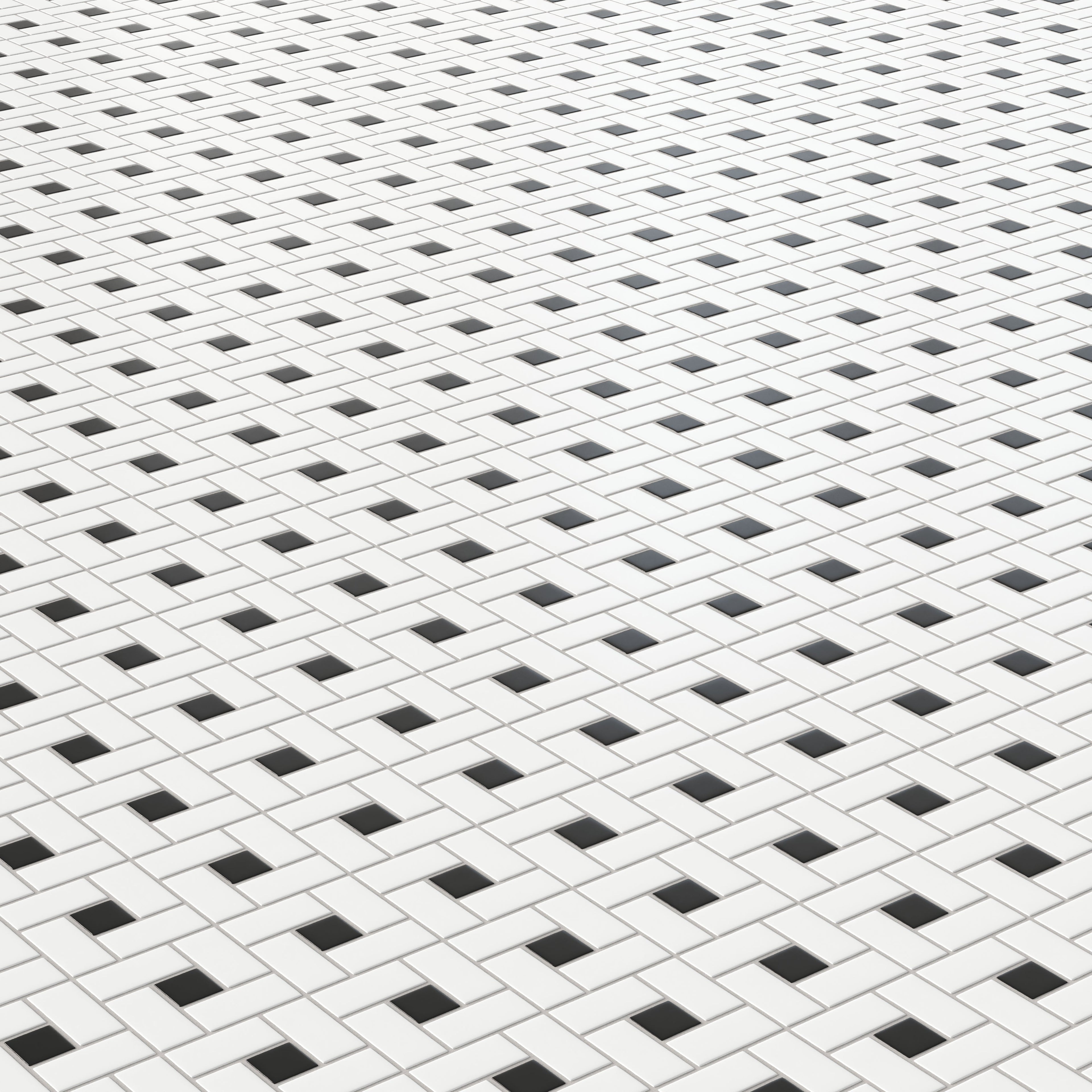 Quinn 12x12 Matte Porcelain Pinwheel Mosaic Tile in Black & White