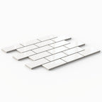Mabel 12x12 Glossy Porcelain Brick Mosaic Tile in White