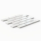 Maggie 12x12 Glossy Porcelain 2x4 Brick Beveled Mosaic Tile in White