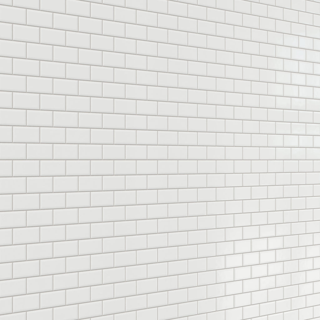 Maggie 12x12 Glossy Porcelain 2x4 Brick Beveled Mosaic Tile in White
