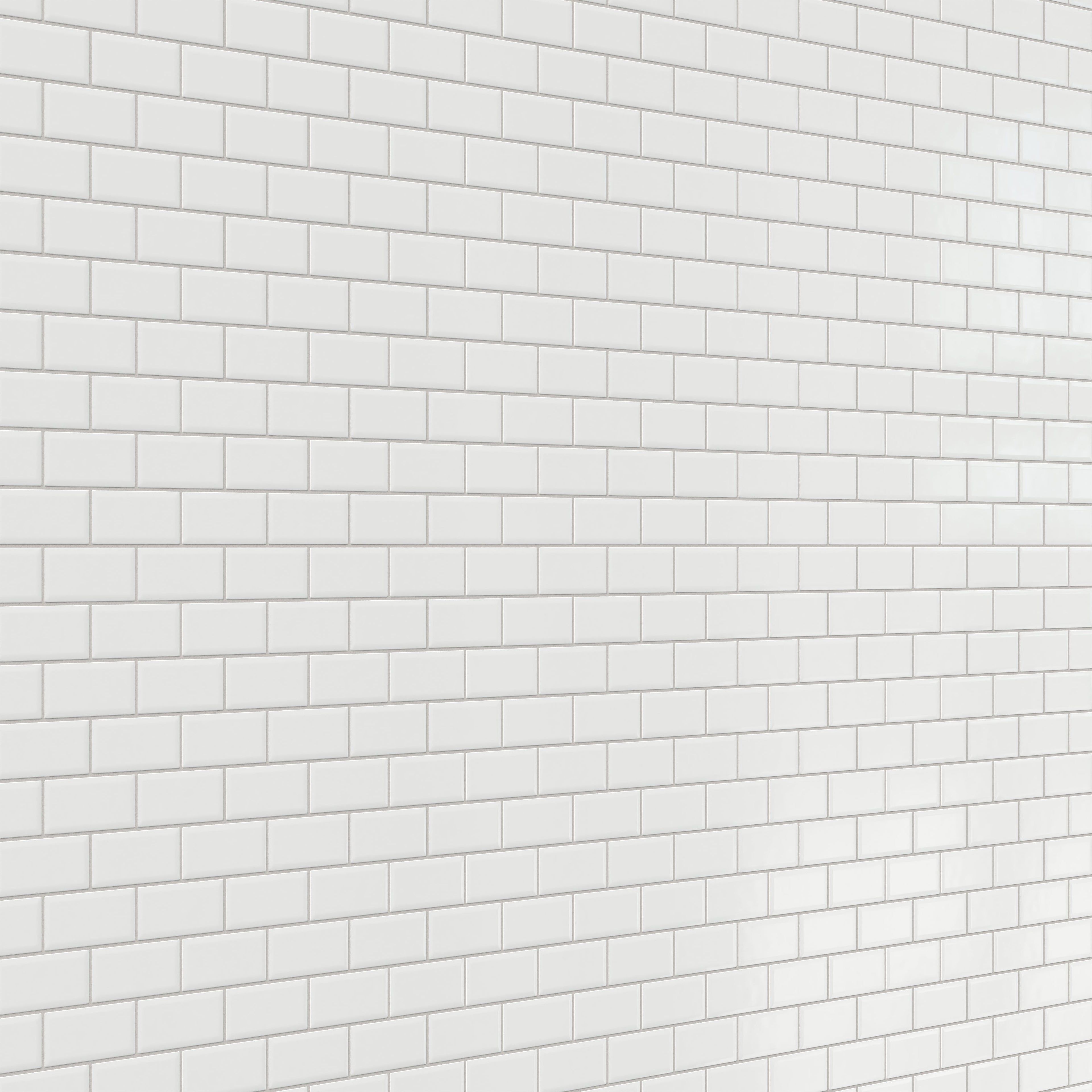 Maggie 12x12 Glossy Porcelain 2x4 Brick Beveled Mosaic Tile in White