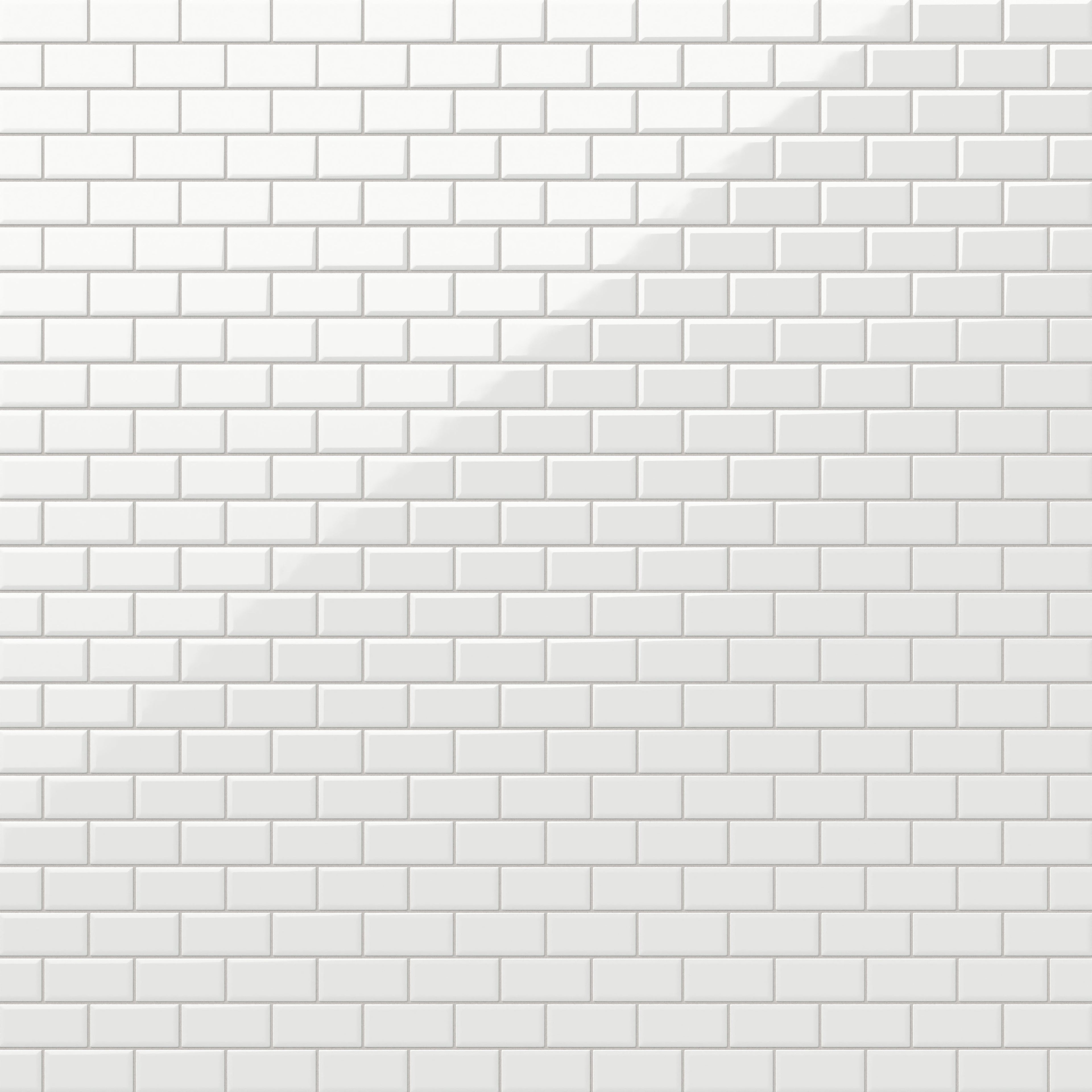 Maggie 12x12 Glossy Porcelain 2x4 Brick Beveled Mosaic Tile in White