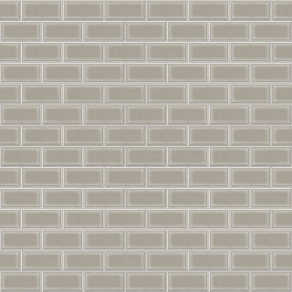 Maggie 12x12 Glossy Porcelain 2x4 Brick Beveled Mosaic Tile in Taupe
