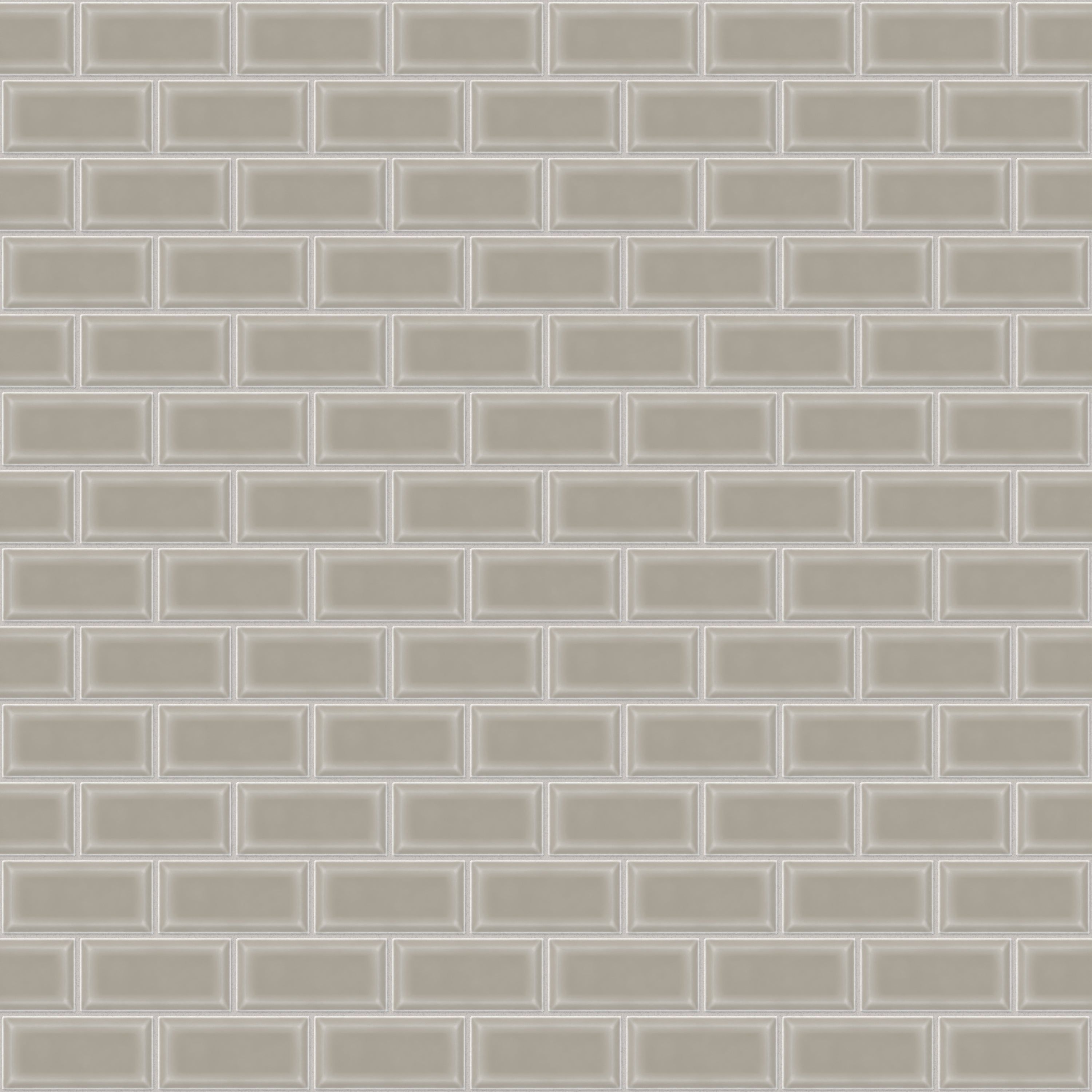 Maggie 12x12 Glossy Porcelain 2x4 Brick Beveled Mosaic Tile in Taupe