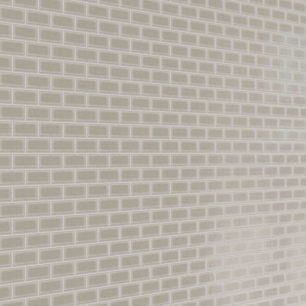 Maggie 12x12 Glossy Porcelain 2x4 Brick Beveled Mosaic Tile in Taupe