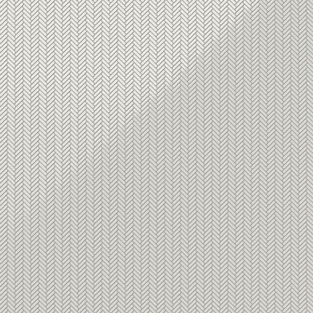 Maggie 12x12 Glossy Porcelain Herringbone Mosaic Tile in Off White