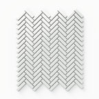 Maggie 12x12 Glossy Porcelain Herringbone Mosaic Tile in White