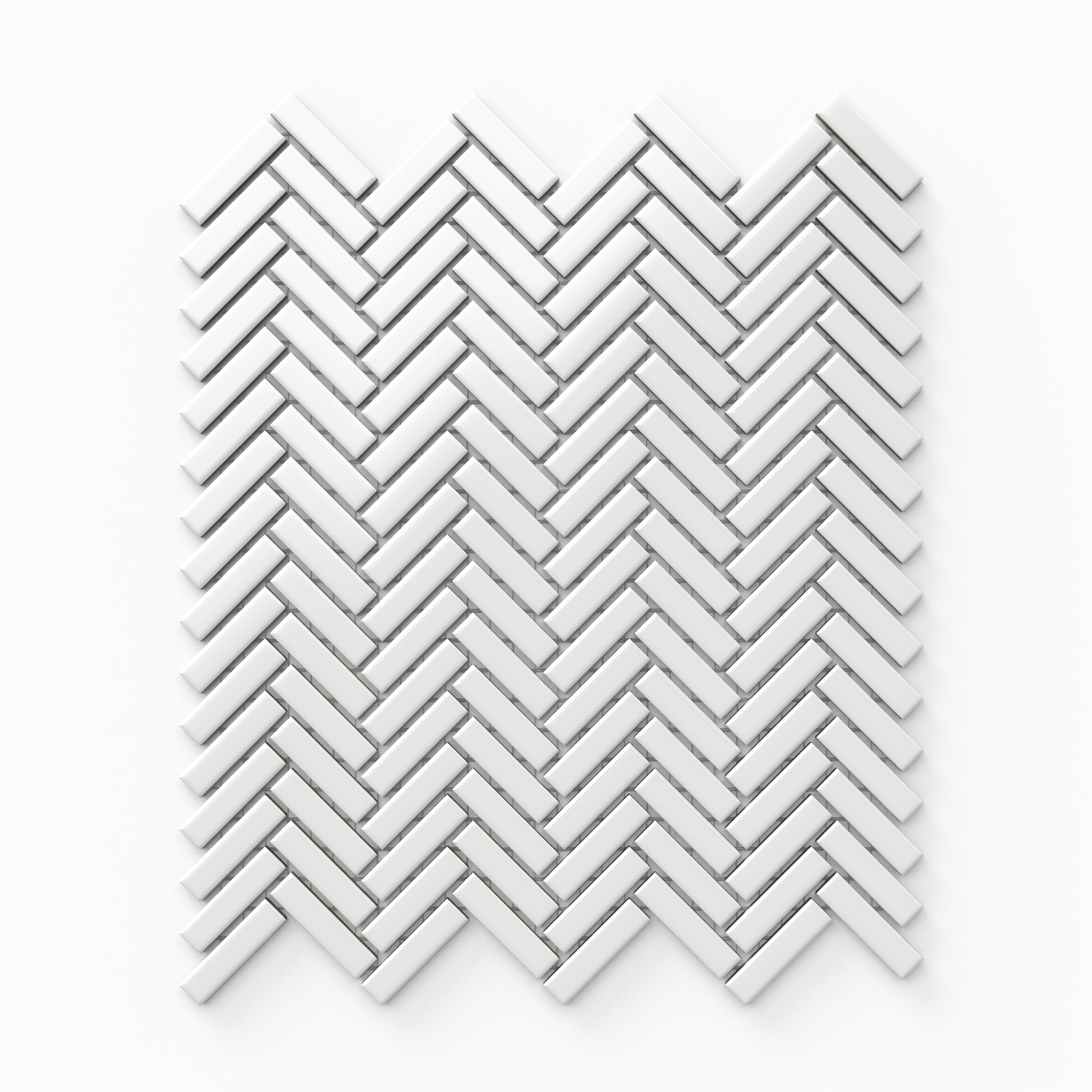 Maggie 12x12 Glossy Porcelain Herringbone Mosaic Tile in White