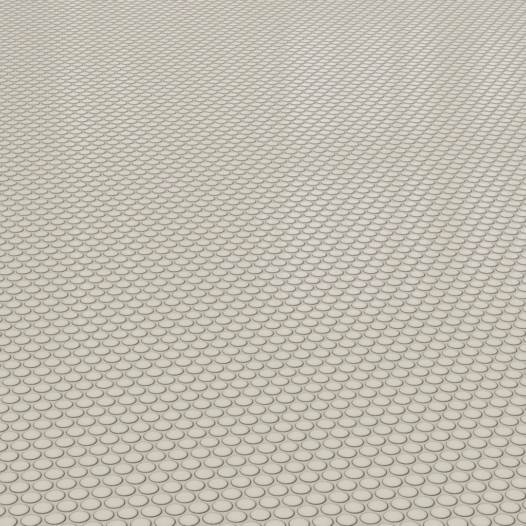 Ariel 12x12 Glossy Porcelain Penny Round Mosaic Tile in Shell