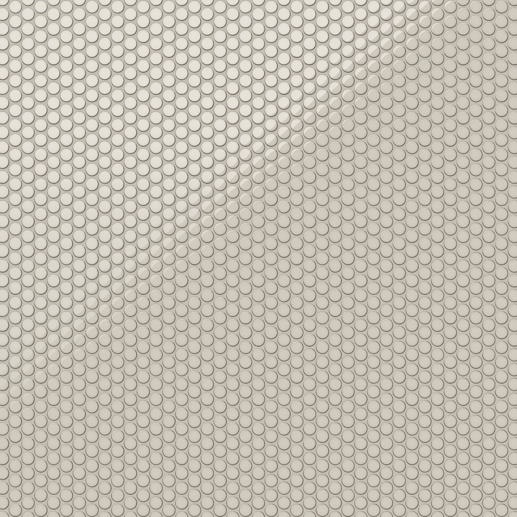 Ariel 12x12 Glossy Porcelain Penny Round Mosaic Tile in Shell