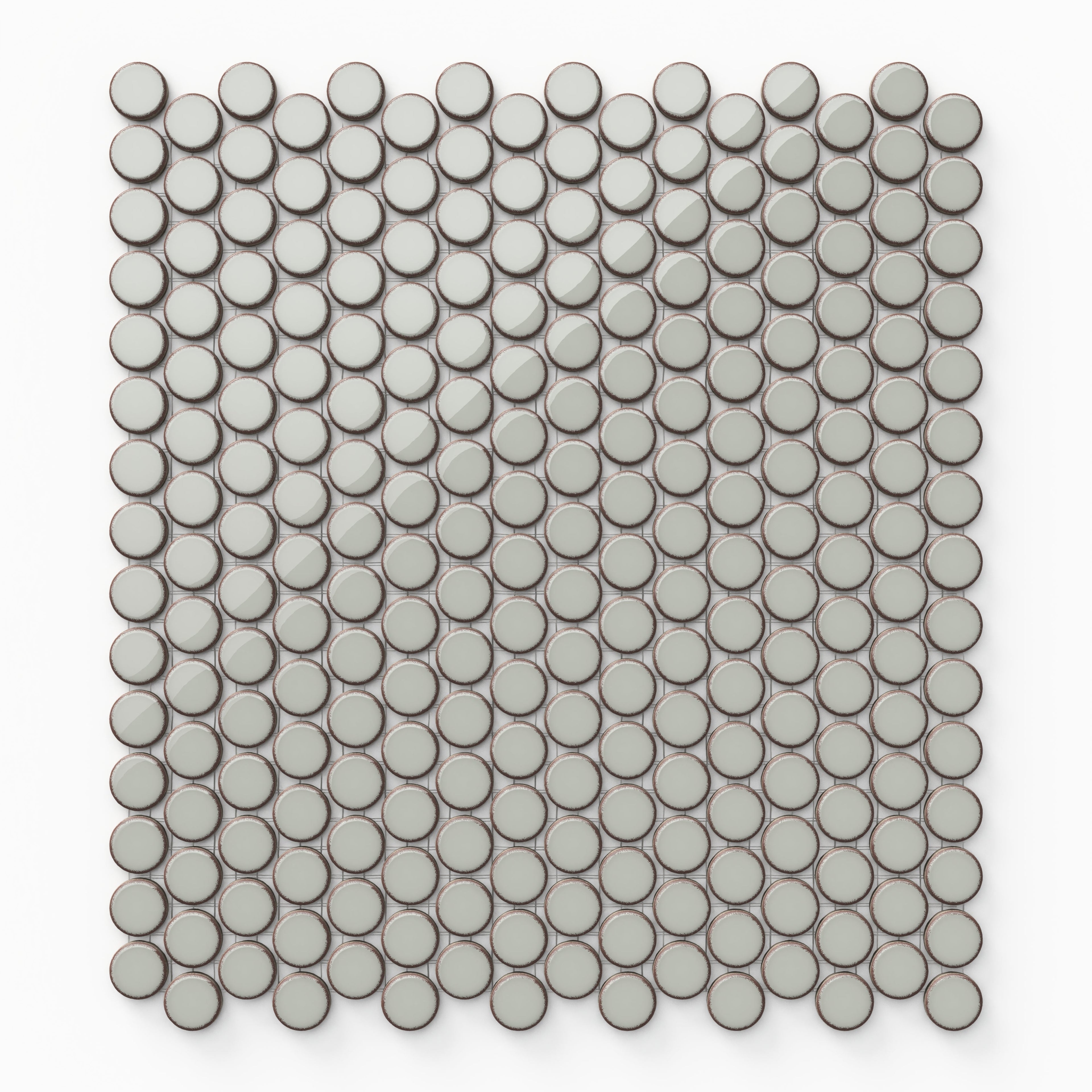 Ariel 12x12 Glossy Porcelain Penny Round Mosaic Tile in Sage