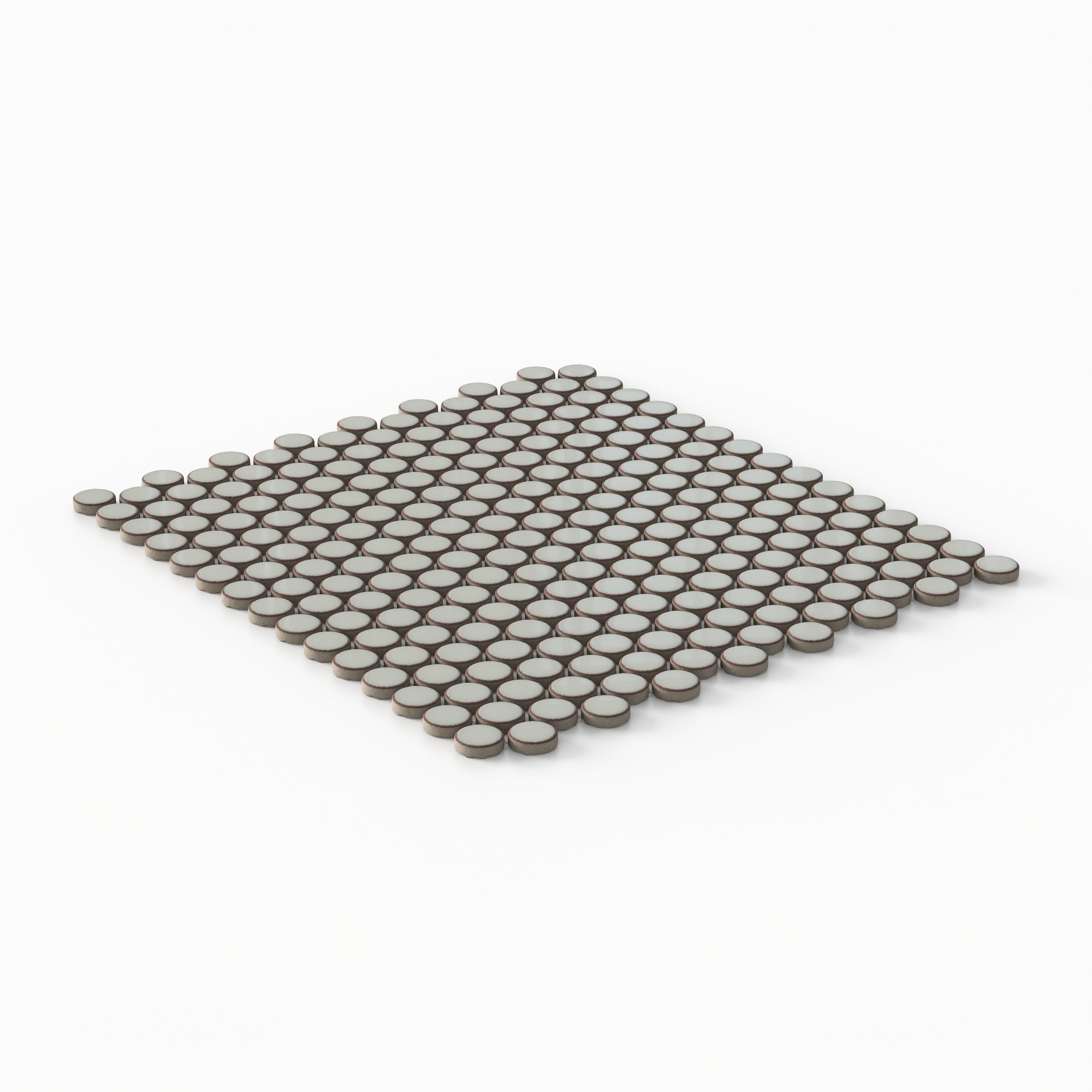 Ariel 12x12 Glossy Porcelain Penny Round Mosaic Tile in Sage