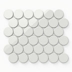 Cece 12x12 Glossy Porcelain 2 Round Mosaic Tile in White