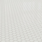 Cece 12x12 Glossy Porcelain 2 Round Mosaic Tile in White