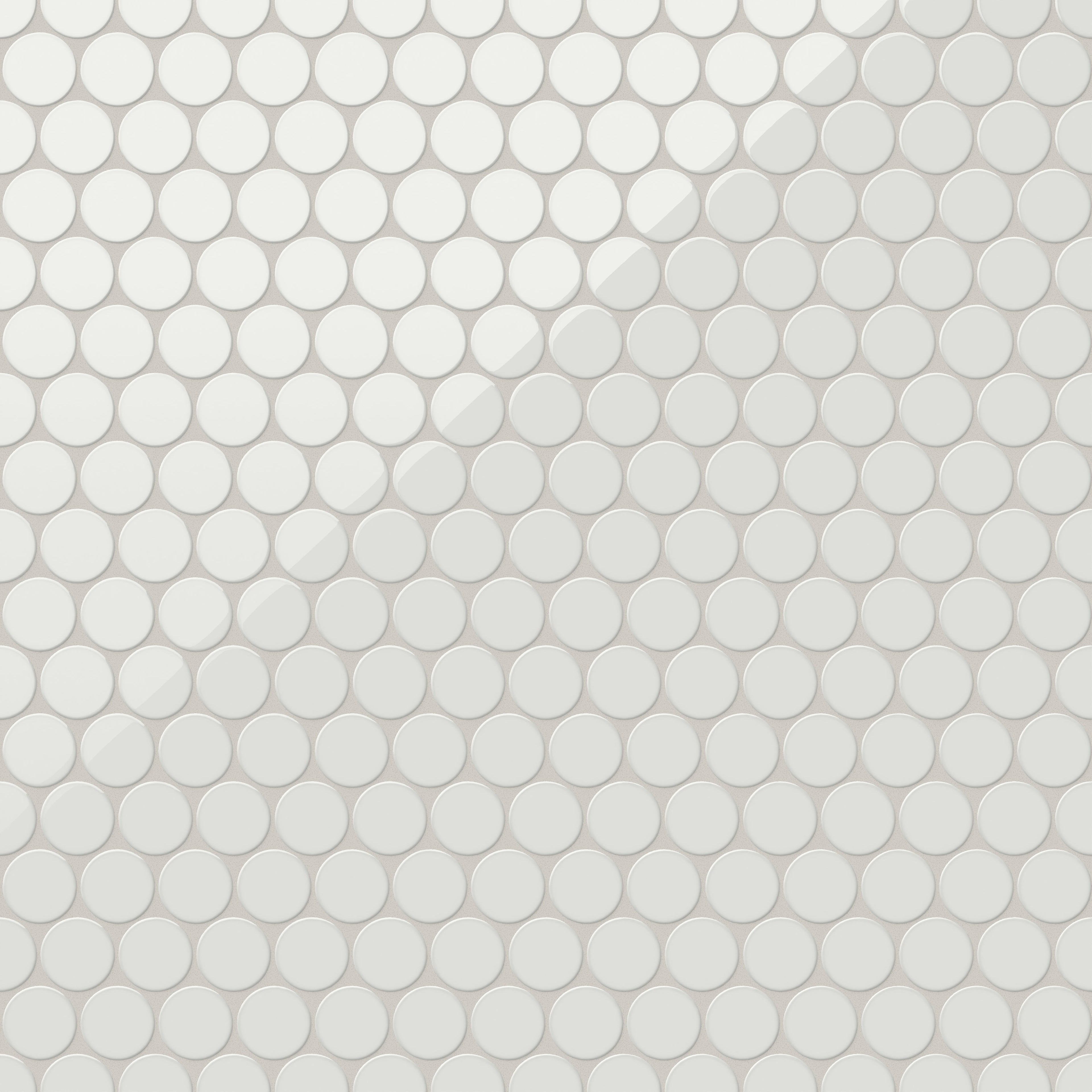 Cece 12x12 Glossy Porcelain 2 Round Mosaic Tile in White