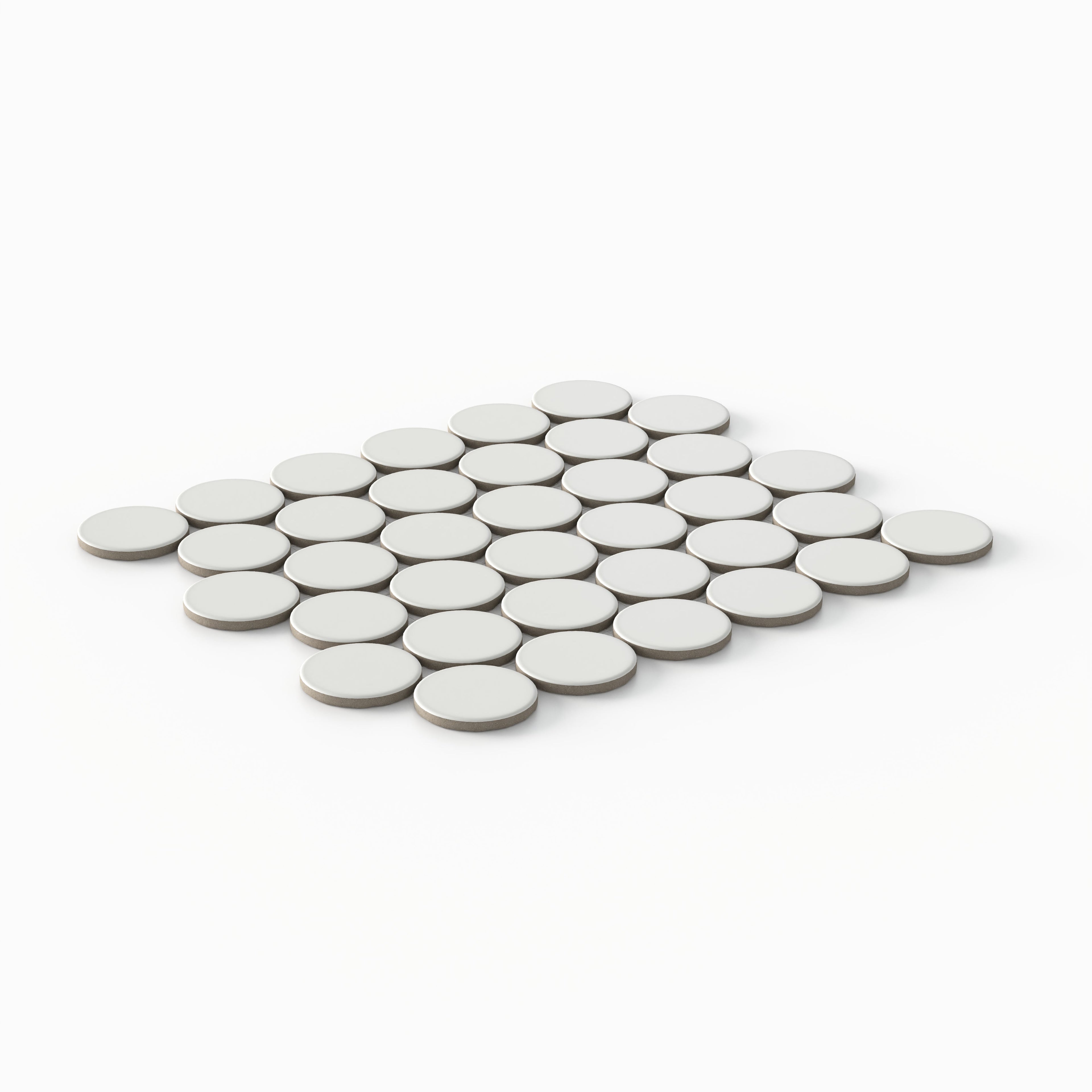 Cece 12x12 Matte Porcelain 2 Round Mosaic Tile in White