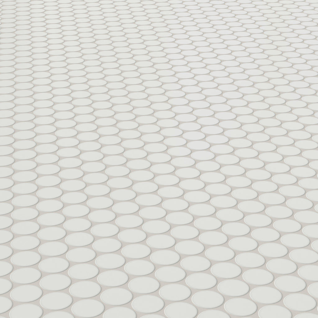 Cece 12x12 Matte Porcelain 2 Round Mosaic Tile in White