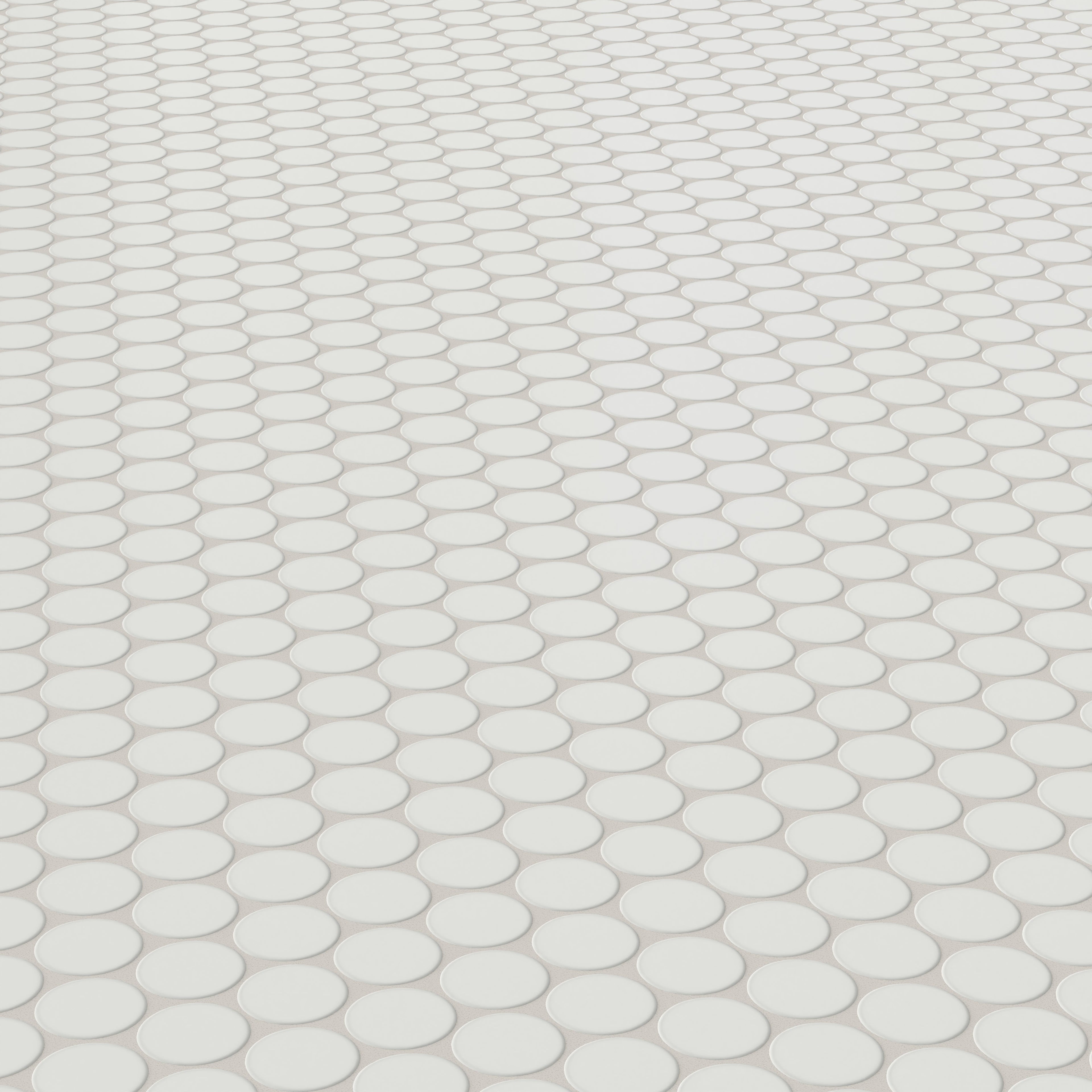 Cece 12x12 Matte Porcelain 2 Round Mosaic Tile in White