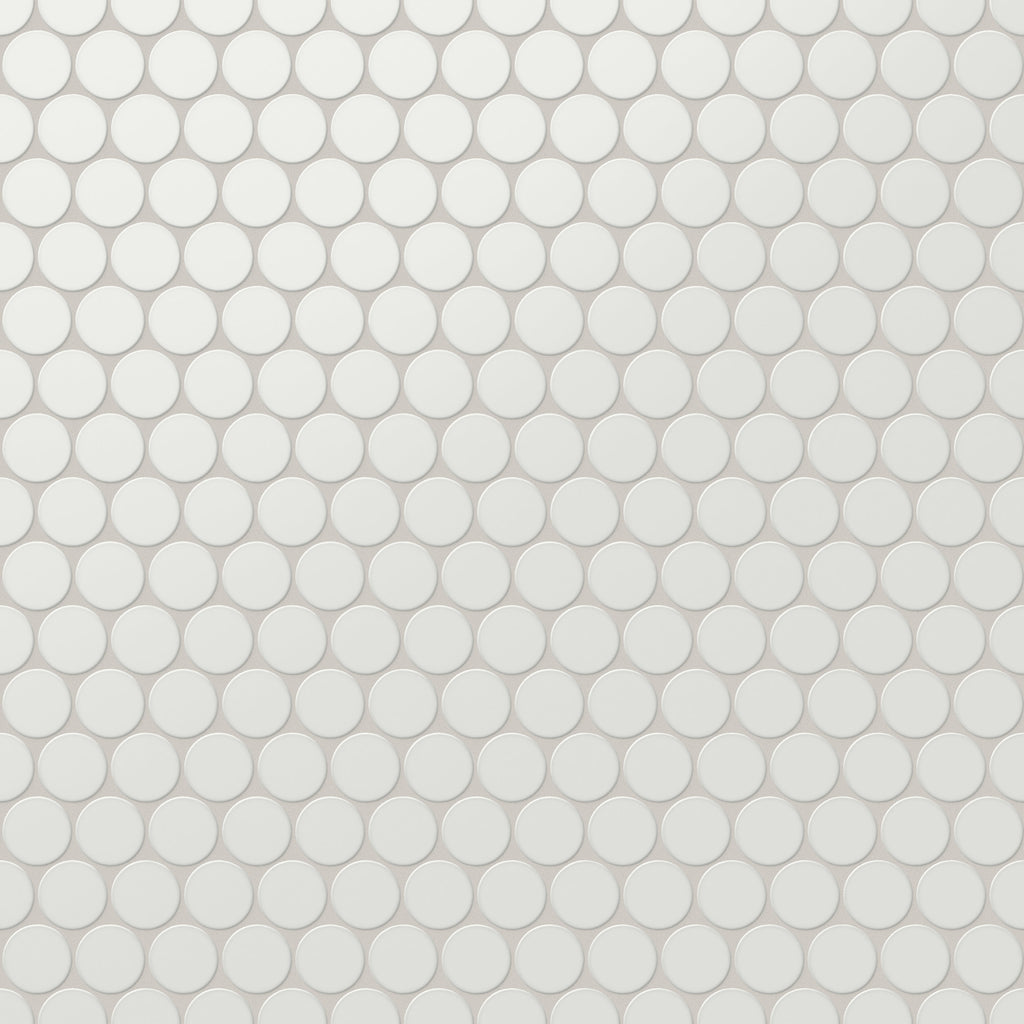 Cece 12x12 Matte Porcelain 2 Round Mosaic Tile in White