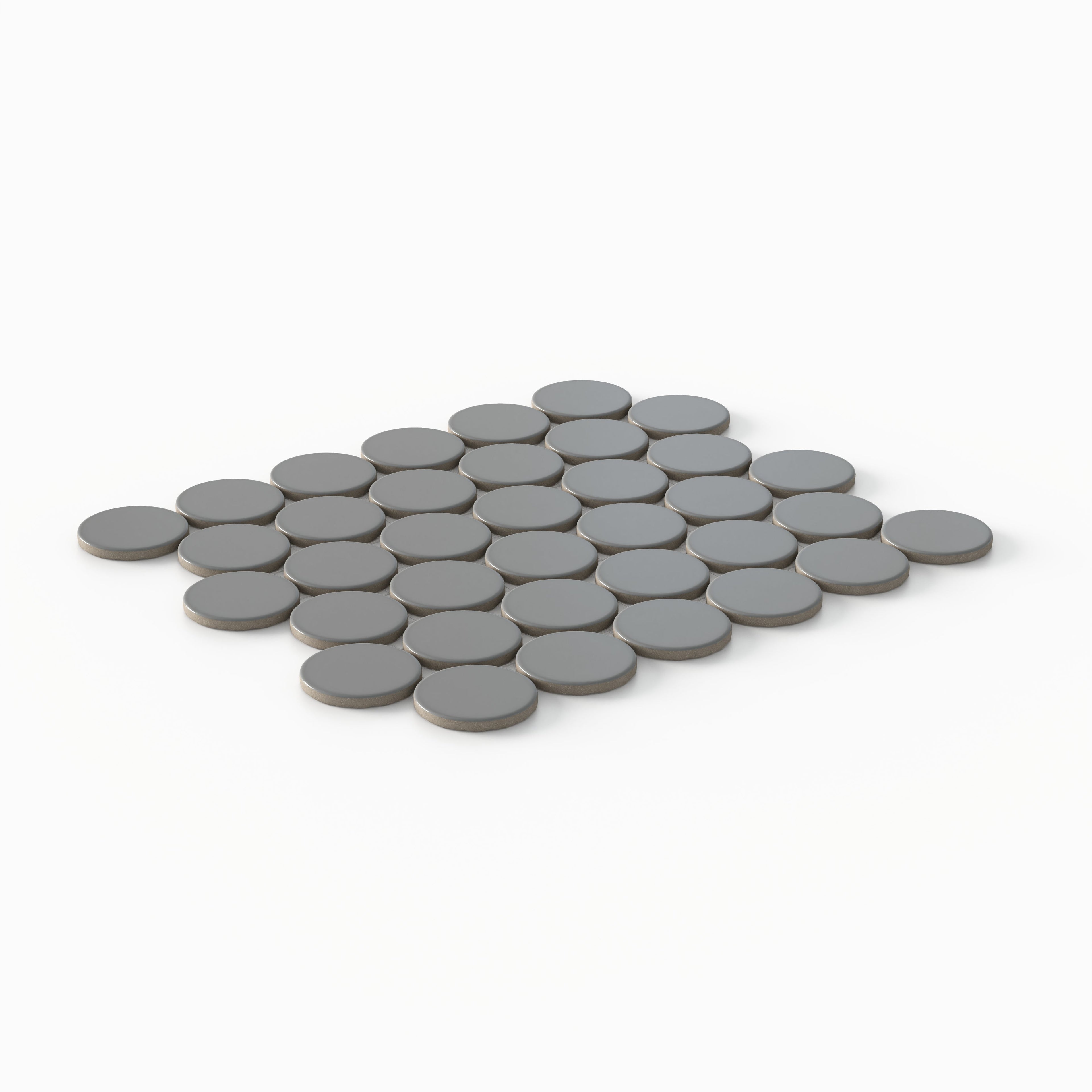 Cece 12x12 Matte Porcelain 2 Round Mosaic Tile in Grey