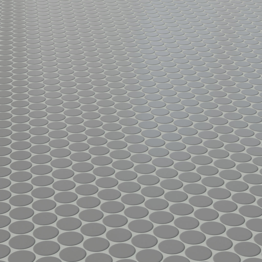 Cece 12x12 Matte Porcelain 2 Round Mosaic Tile in Grey