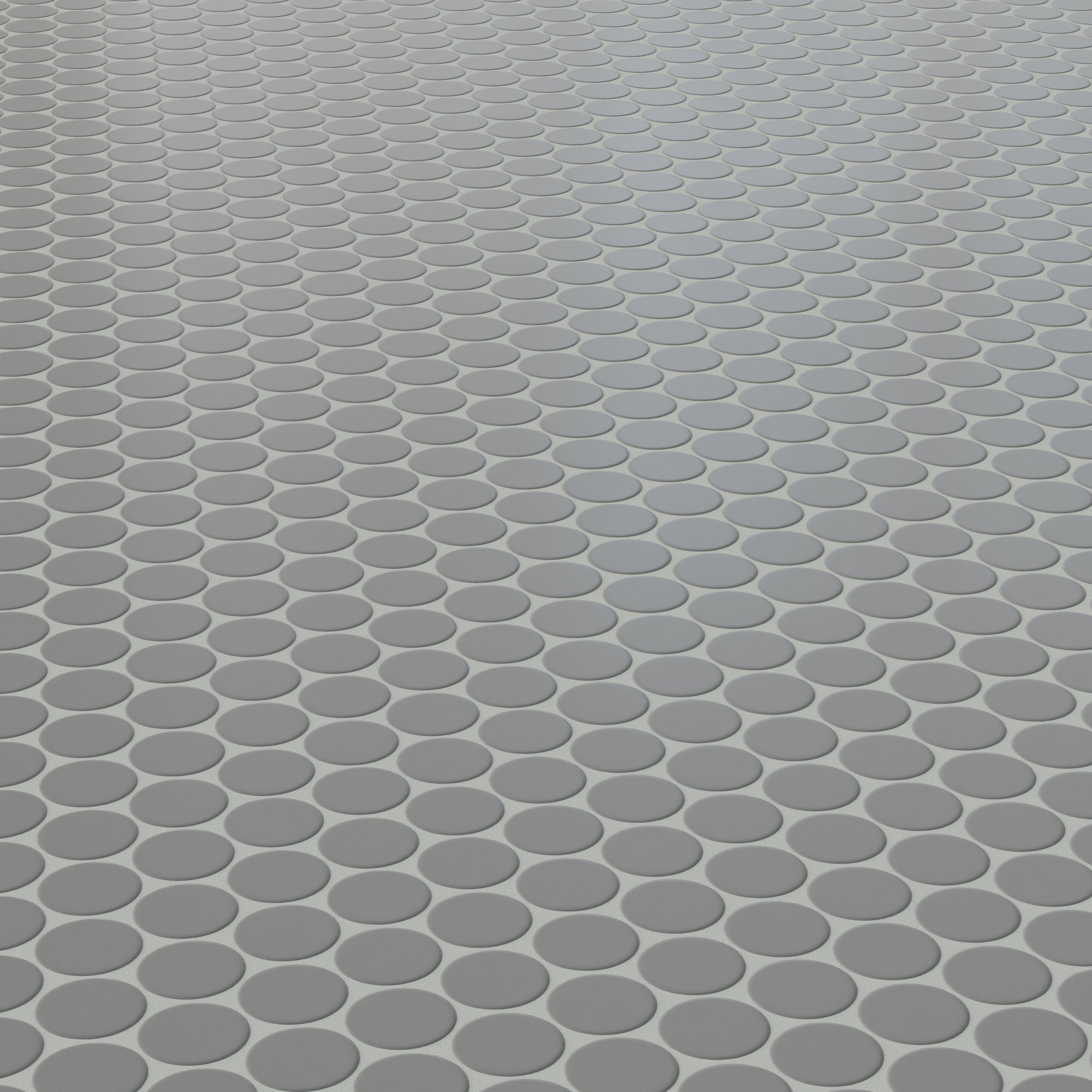 Cece 12x12 Matte Porcelain 2 Round Mosaic Tile in Grey