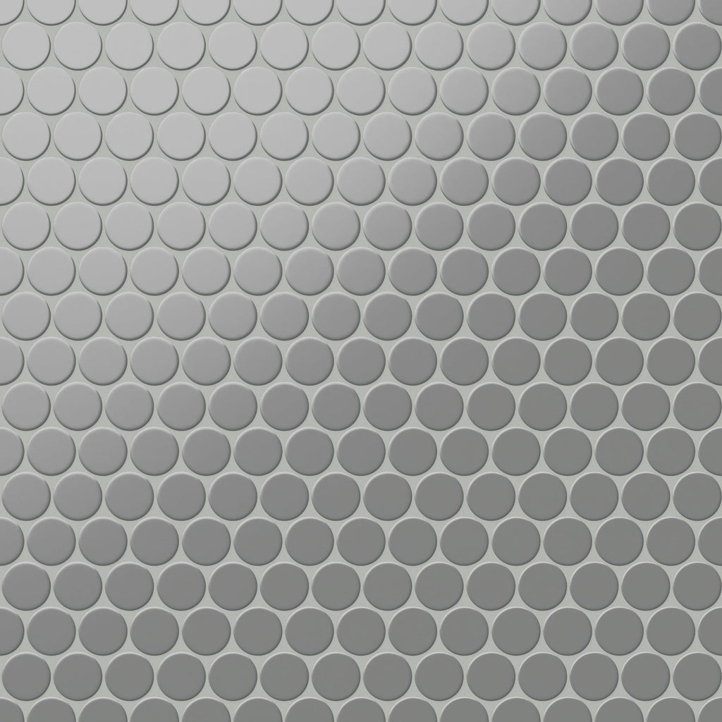 Cece 12x12 Matte Porcelain 2 Round Mosaic Tile in Grey