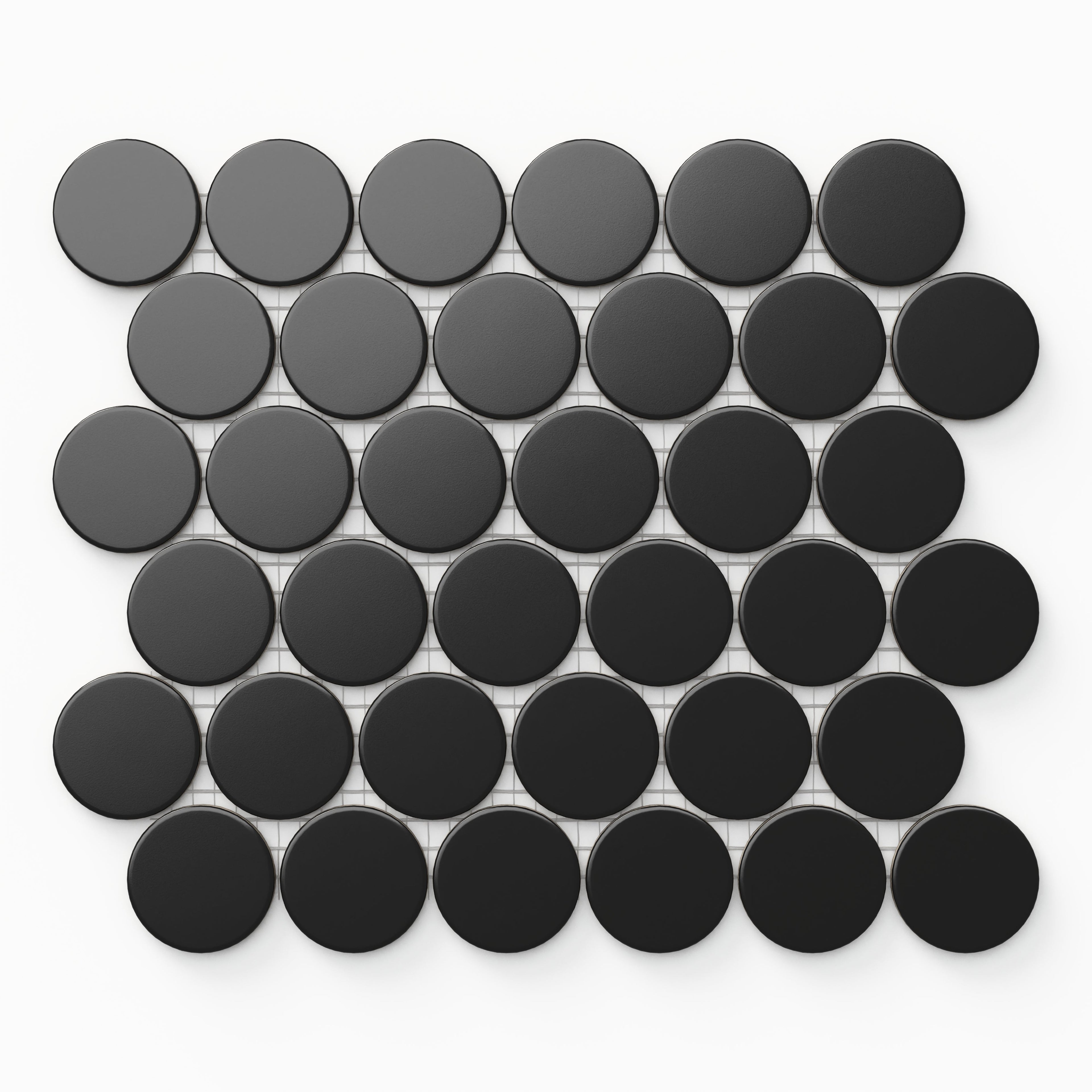 Cece 12x12 Matte Porcelain 2 Round Mosaic Tile in Black