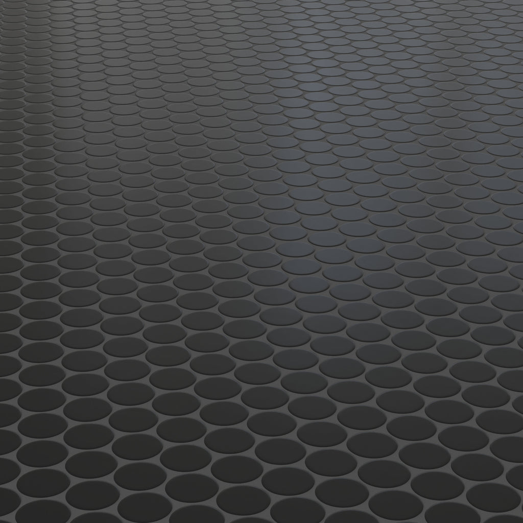 Cece 12x12 Matte Porcelain 2 Round Mosaic Tile in Black