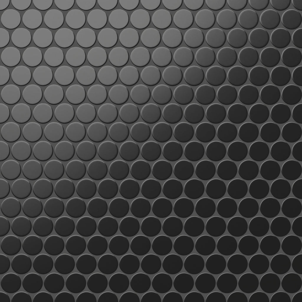 Cece 12x12 Matte Porcelain 2 Round Mosaic Tile in Black