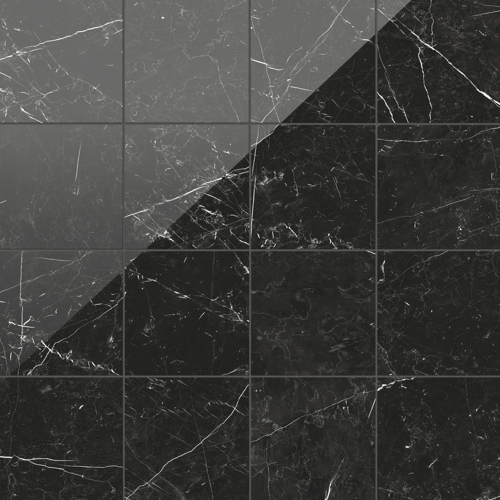 Leona 12x12 Polished Porcelain Tile in Nero Marquina