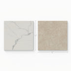 Leona 12x12 Checkerboard Matte Porcelain Tile in Calacatta and Marfil