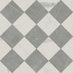 Leona 12x12 Checkerboard Matte Porcelain Tile in Calacatta and Amani Grey