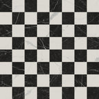 Leona 12x12 Checkerboard Matte Porcelain Tile in Calacatta and Nero Marquina