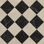 Leona 12x12 Checkerboard Matte Porcelain Tile in Marfil and Nero Marquina